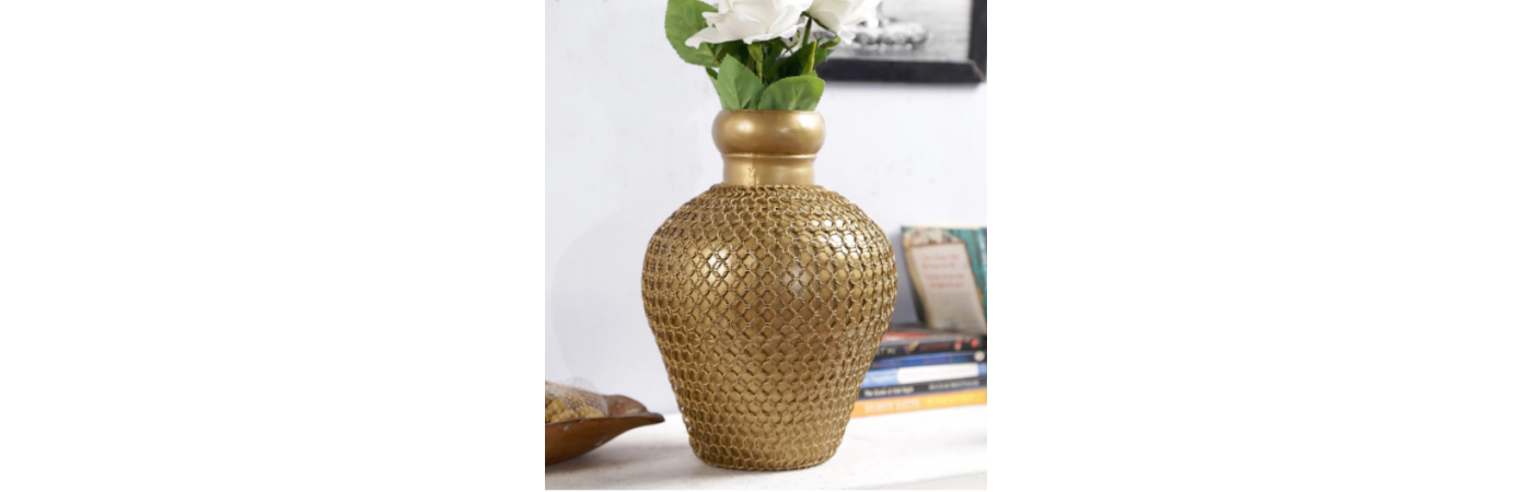 Gold Solid Wood Vase
